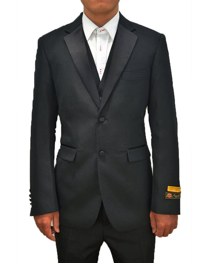 Mens 2 Button Notch Lapel Vested Tuxedo in Black 1 X3-6869  - from alligatorwarehouse.com