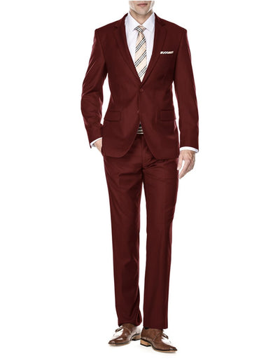 Mens 2 Button Modern Fit Suit Burgundy Garrido Wedding 1 E2-5131  - from alligatorwarehouse.com