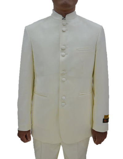 Mens 8 Button Mandarin Collar Tuxedo in Ivory 1 UK-8403  - from alligatorwarehouse.com