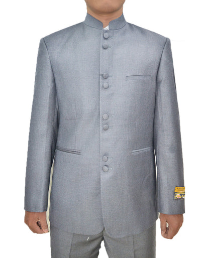 Mens 8 Button Mandarin Collar Tuxedo in Light Grey 1 O3-1006  - from alligatorwarehouse.com