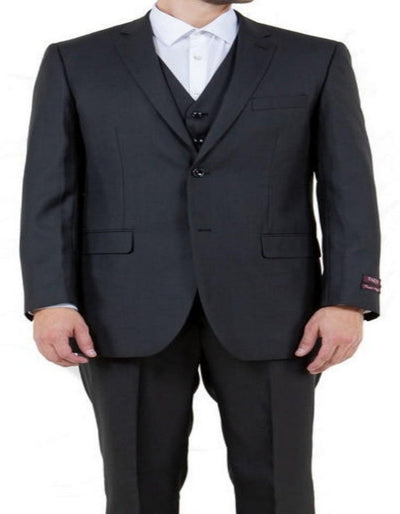 Mens Black Sharkskin Suit Three Piece Single Breasted Notch Lapel Suit 1   - from alligatorwarehouse.com