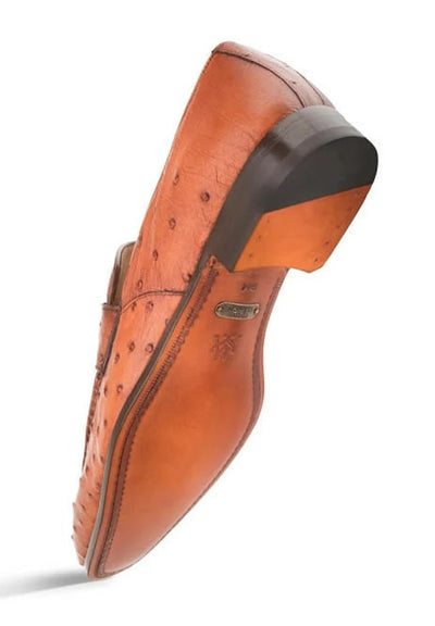 Mezlan Lisbon Brandy Genuine Ostrich Men’s Classic Slip On 5   - from alligatorwarehouse.com
