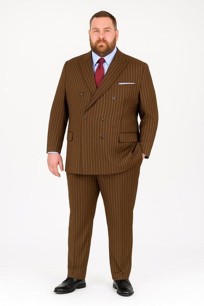 Mens Brown Pinstripe Double-Breasted Suit – Classic 6-Button Business and Vintage Style 4   - from alligatorwarehouse.com