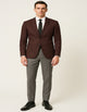 Mens Burgundy Paisley Tuxedo Blazer – Slim Fit Formal Dinner Jacket - Velvet Fabric - Slim Fitted