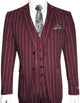 Mens 2 Button Gangster Pinstripe Suit in Burgundy
