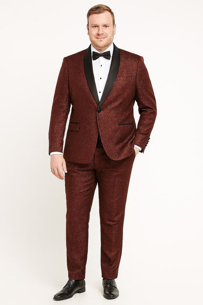 Mens Burgundy Shiny Stripe Tuxedo Jacket – Slim Fit Satin Lapel Dinner Blazer for Formal Events