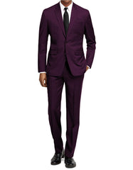 Mens Slim Fit Suit Plum