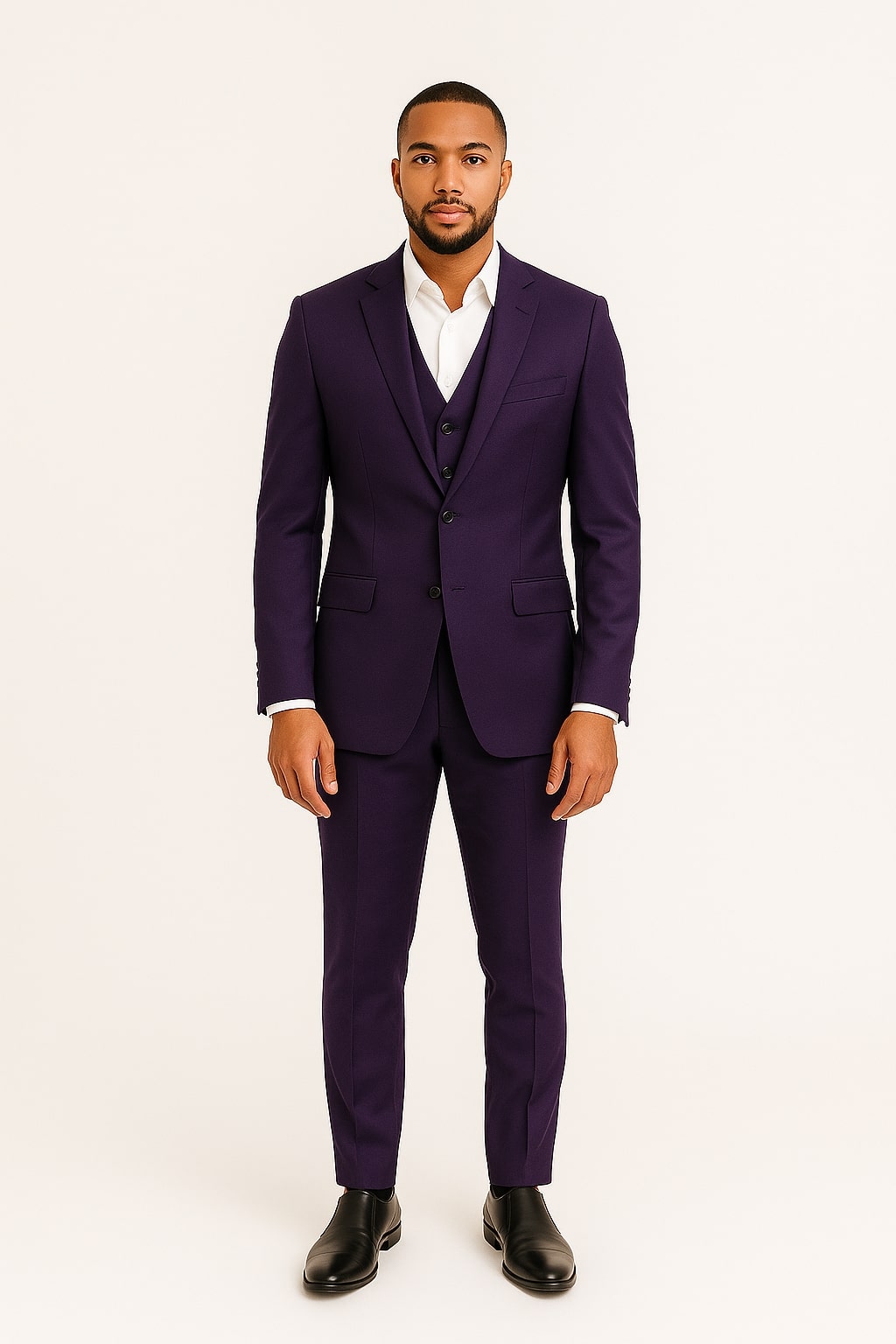 Mens Classic Three-Piece Purple Suit ƒ?? Formal Slim Fit Tuxedo Set with Vest