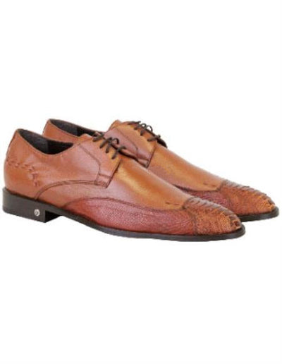 Men's Cognac Full Leather Lining Vestigium Genuine Ostrich Leg Derby Shoes Mens Ostrich Skin Shoes 10   - from alligatorwarehouse.com
