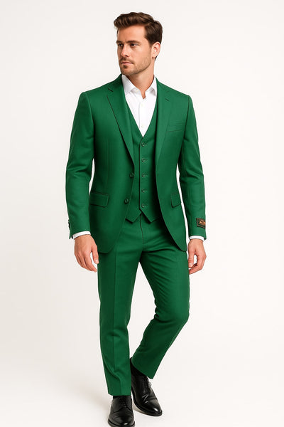 Mens Emerald Green 3-Piece Suit ƒ?? Slim Fit Wedding and Formal Suit by Alberto Nardoni 1   - from alligatorwarehouse.com