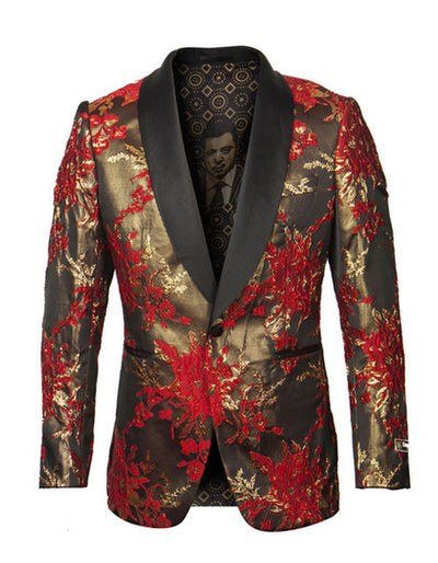 Mens Empire Shawl Blazer in Red & Gold 1 3B-9070  - from alligatorwarehouse.com