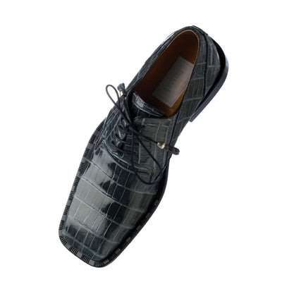 Mens Ferrini Square Toe Alligator Dress Shoe in Grey 1 F208-090  - from alligatorwarehouse.com