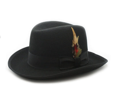 Mens Gangster Godfather Hat in Black 1 BY-7211  - from alligatorwarehouse.com