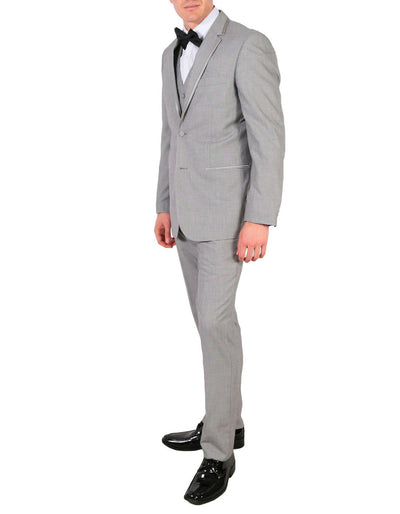 Mens 2 Button Satin Trim Wedding and Prom Tuxedo in Grey 1 BO-1659  - from alligatorwarehouse.com