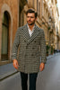 Mens Houndstooth Double-Breasted Wool Peacoat – Black and White Wool  Short Coat Slim Fit 4   - from alligatorwarehouse.com