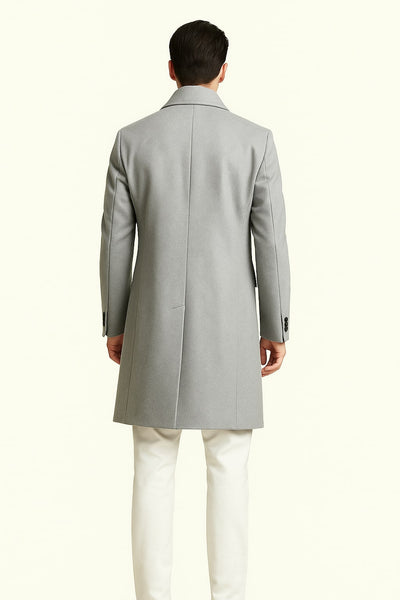 Mens Light Gray Wool Overcoat – Classic Single-Breasted Winter Coat 3   - from alligatorwarehouse.com
