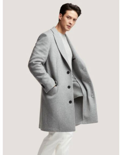 Mens Light Gray Wool Overcoat – Classic Single-Breasted Winter Coat 4   - from alligatorwarehouse.com