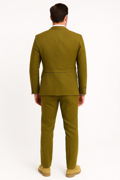 Mens Light Olive Green Linen Suit Three-Piece Style  ƒ?? Formal Suit with Vest and Flat Front Pants 2   - from alligatorwarehouse.com
