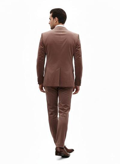 Mens Mauve Velvet Suit – 2 Piece Ultra Slim Fit Blazer and Pants Formal Set in Light Brown Tuxedo 5   - from alligatorwarehouse.com