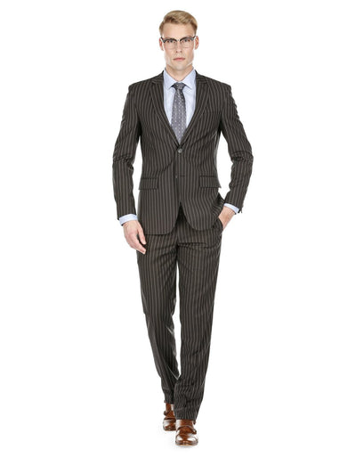 Mens Modern Fit Gangster Pinstripe Suit Black 1 6O-7026  - from alligatorwarehouse.com