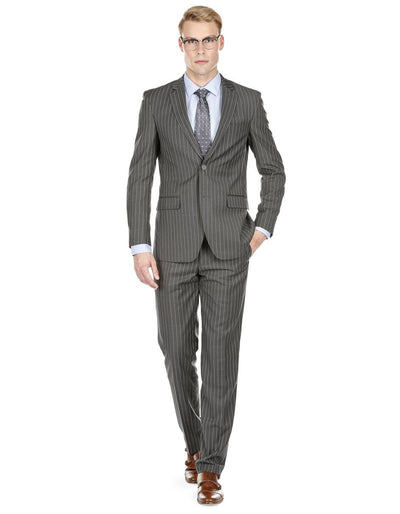Mens Modern Fit Gangster Pinstripe Suit Charcoal Grey 1 0X-5290  - from alligatorwarehouse.com