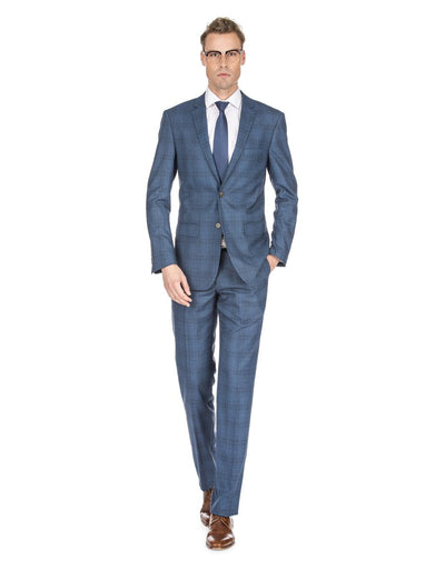 Mens Modern Fit Plaid Suit Indigo 1 G3-1936  - from alligatorwarehouse.com
