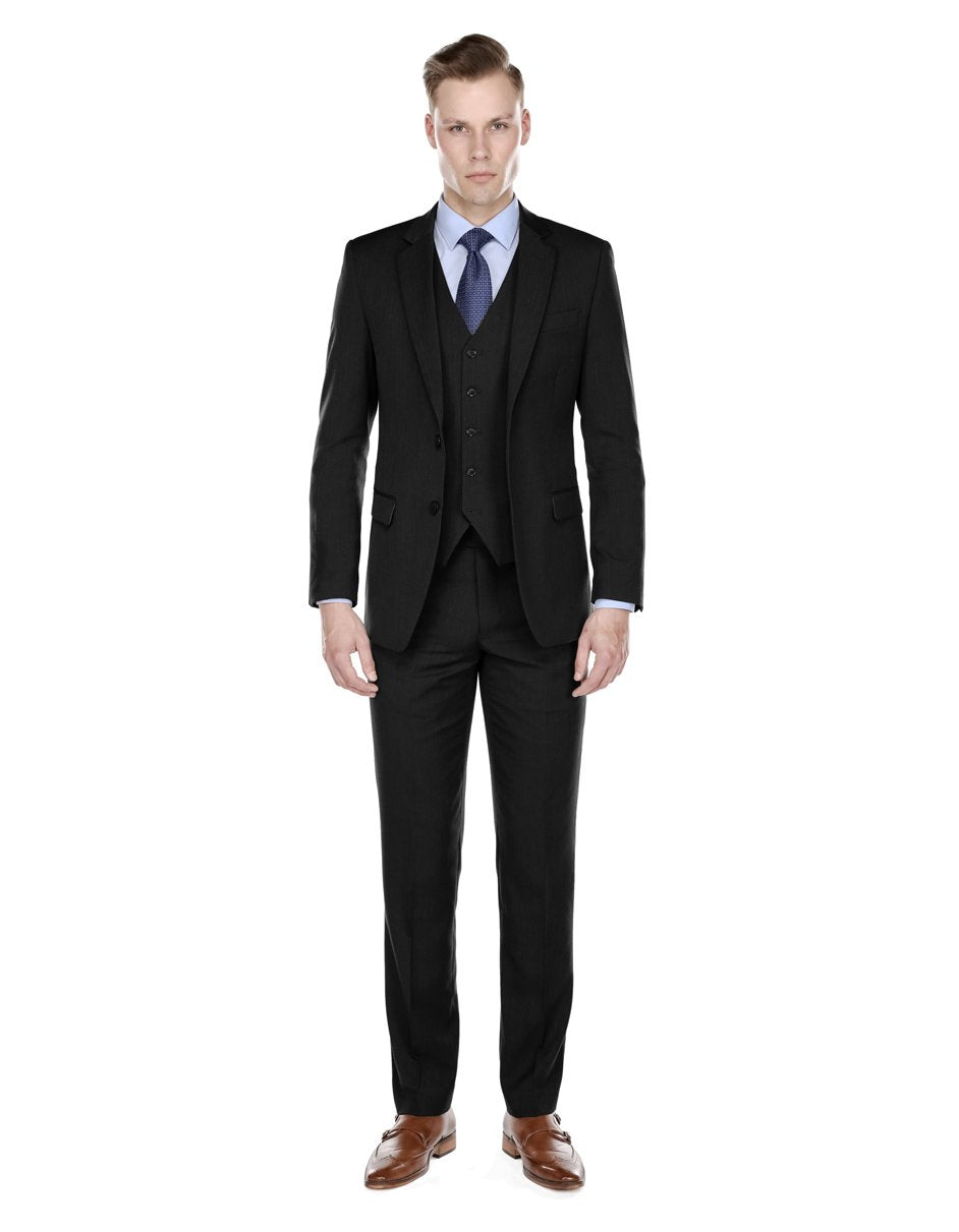 Mens Modern Fit Vested Suit Black 1 IK-3945  - from alligatorwarehouse.com
