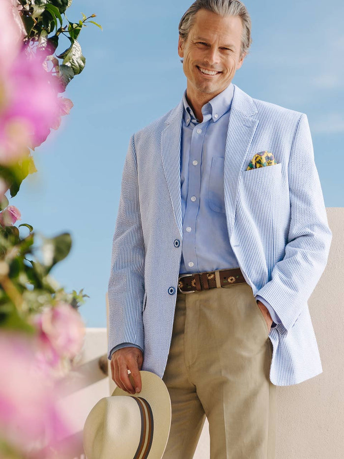 Blue Striped Seersucker Jacket