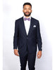 Rossiman Rossi Navy Blue Slim Fit Suit – Peak Lapel Tailored Formalwear for Men 2   - from alligatorwarehouse.com