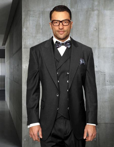 Mens One Button Notch Lapel Wide Leg Suit Charcoal 1 34-Shrt-ExSml-J53013  - from alligatorwarehouse.com