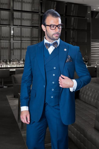 Mens One Button Notch Lapel Wide Leg Suit Sapphire 1 34-Shrt-ExSml-J53015  - from alligatorwarehouse.com