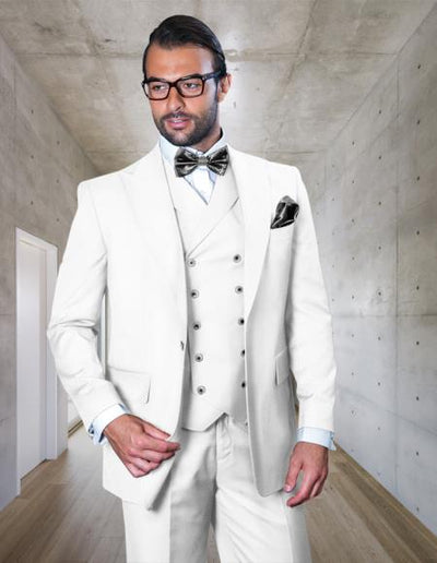 Mens One Button Notch Lapel Wide Leg Suit White 1 34-Shrt-ExSml-K53021  - from alligatorwarehouse.com