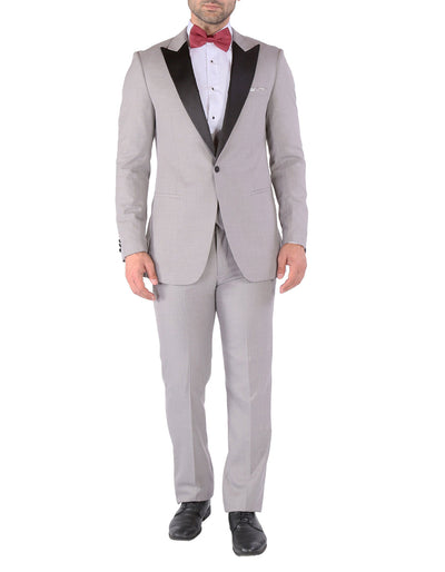Mens Vested Slim Fit Peak Prom Tuxedo in Light Grey 1 H1-2401  - from alligatorwarehouse.com
