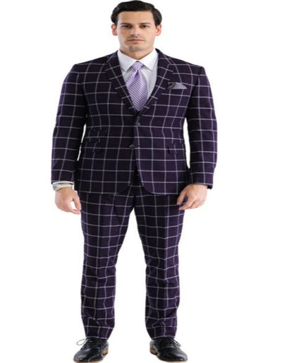 Mens Plaid Suit - Windowpane Pattern With Vest - Business Suit Burgundy 1   - from alligatorwarehouse.com