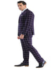 Mens Plaid Suit - Windowpane Pattern With Vest - Business Suit Burgundy 2   - from alligatorwarehouse.com