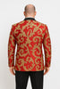 Mens Red and Gold Embroidered Tuxedo Blazer – Baroque Style One Button Dinner Jacket with Black Satin Lapel 2   - from alligatorwarehouse.com