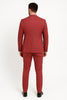 Red Tartan Suit Christmas Party Event - Plaid 3-Piece Slim Fit Suit with Vest - Window pane Pattern 2   - from alligatorwarehouse.com