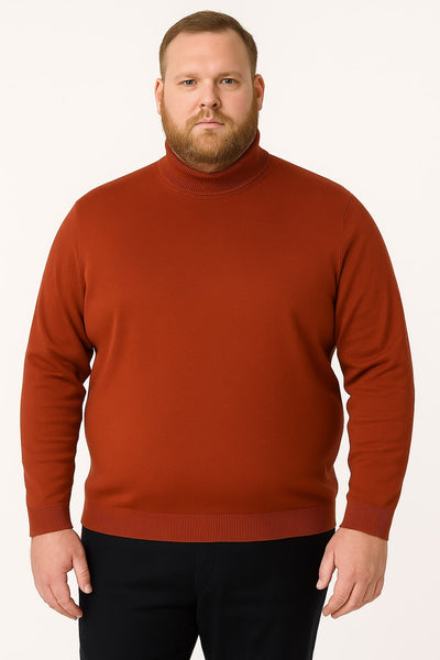 Mens Rust Red Turtleneck Sweater – Slim fit Lightweight Knit Pullover in Brick Color 3   - from alligatorwarehouse.com
