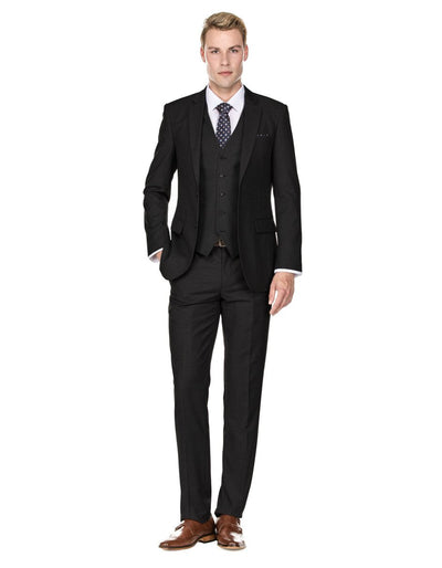 Mens Savvy Slim Vested Suit Black 1 VI-0983  - from alligatorwarehouse.com