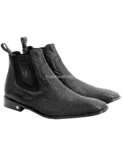 Men's Black Full Leather Vestigium Genuine Sharkskin Chelsea Boots 1   - from alligatorwarehouse.com