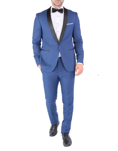 Mens Skinny Fit Shawl Prom Tuxedo in Indigo 1 LN-3960  - from alligatorwarehouse.com