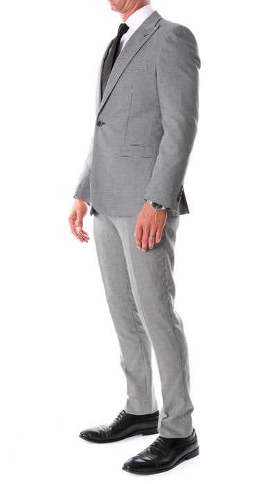 Mens Slim Fit Houndstooth Peak Lapel 2pc Suits 1   - from alligatorwarehouse.com