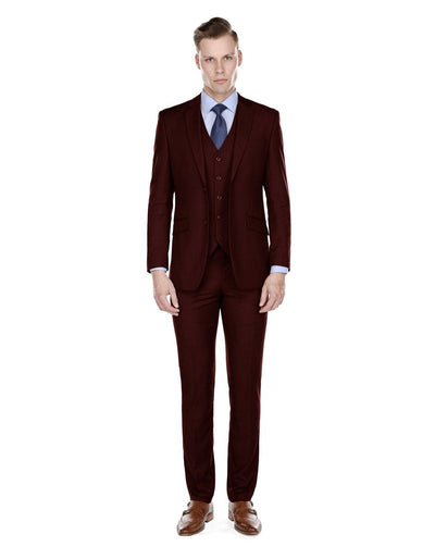 Mens Slim Fit Vested Suit Burgundy 1 OT-7486  - from alligatorwarehouse.com