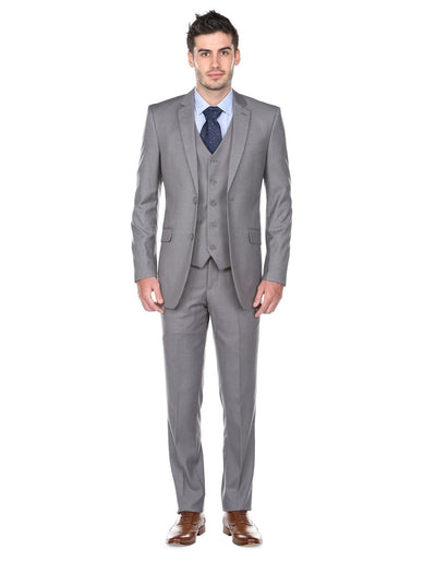 Mens Slim Fit Vested Suit Grey 1 CE-4966  - from alligatorwarehouse.com
