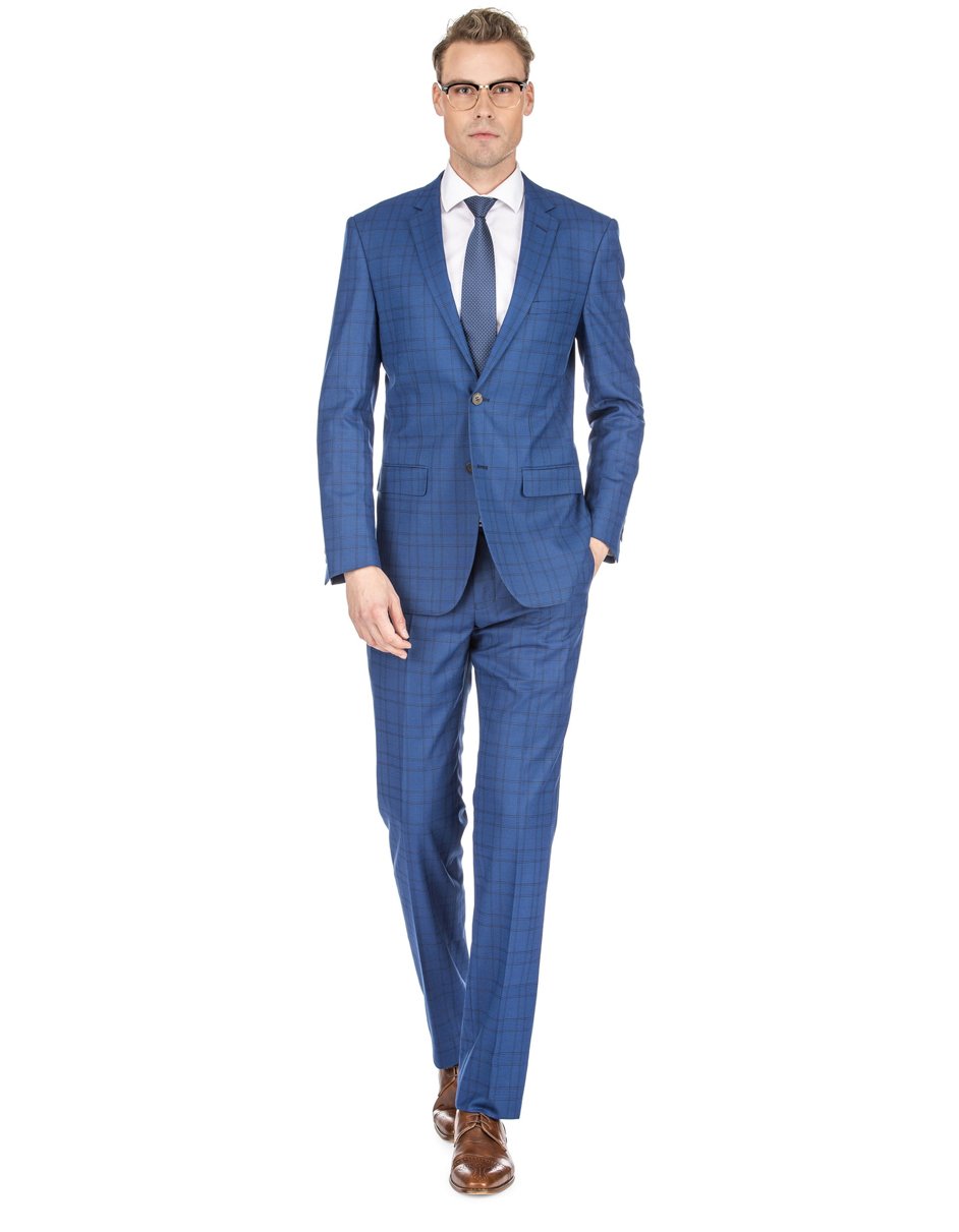 Mens Slim Fit Window Pane Suit Dark Blue 1 UT-7429  - from alligatorwarehouse.com