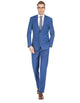 Mens Slim Fit Window Pane Suit Indigo