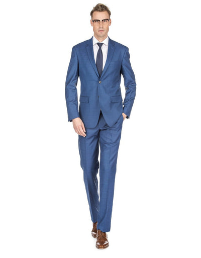 Mens Slim Fit Window Pane Suit Light Indigo 1 CH-3411  - from alligatorwarehouse.com