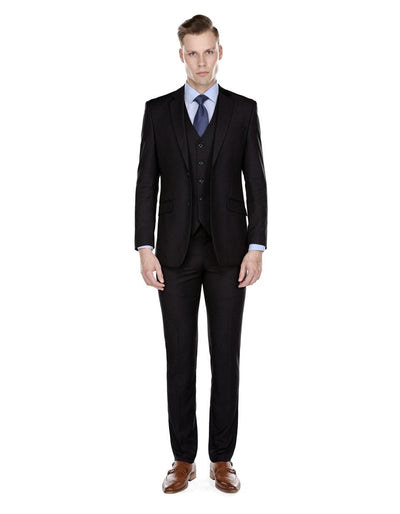 Mens Smart Slim Vested Funeral Suit Black 1 WK-8315  - from alligatorwarehouse.com