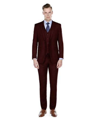 Mens Smart Slim Vested Suit Burgundy 1 UI-6657  - from alligatorwarehouse.com
