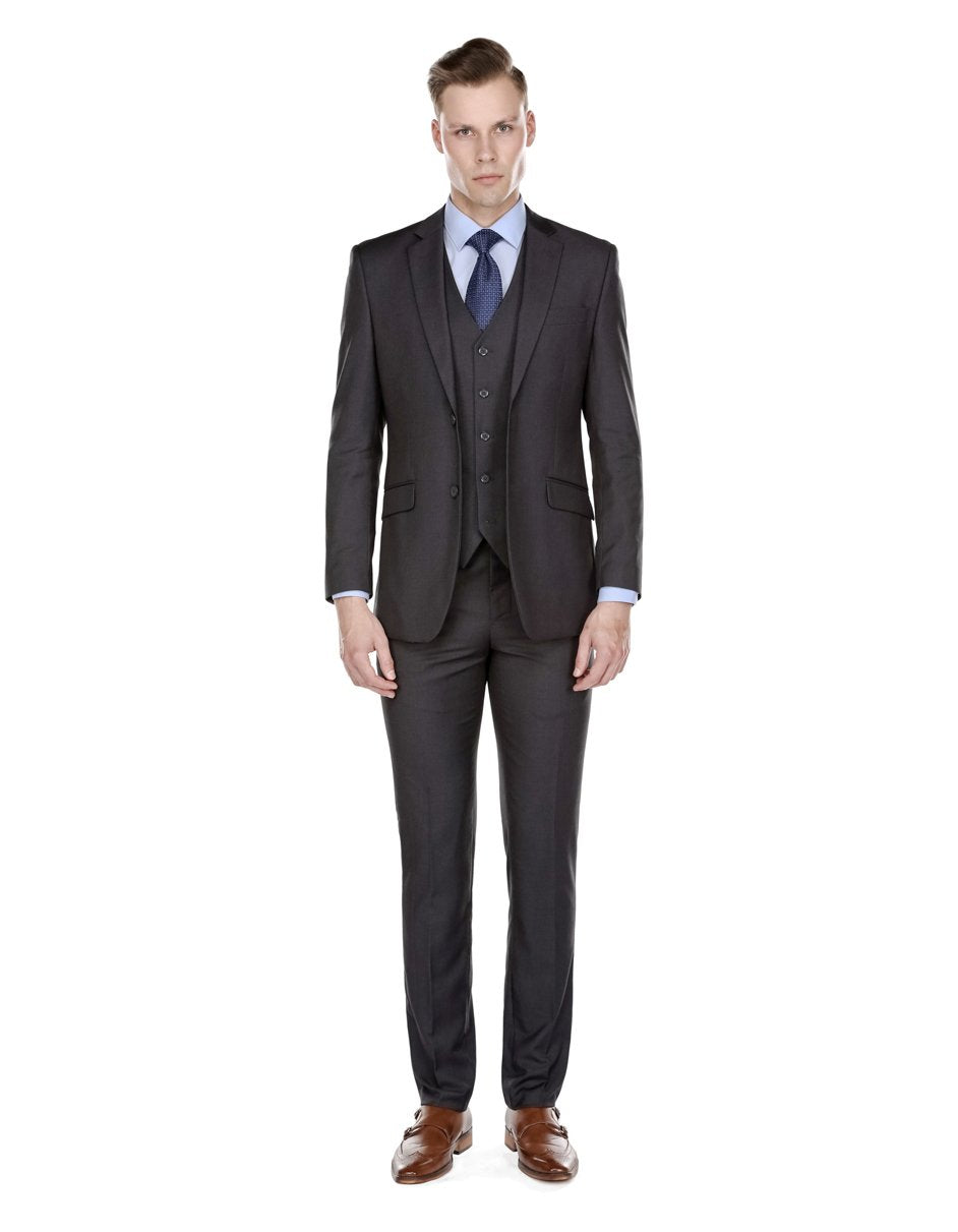 Mens Smart Slim Vested Suit Charcol Grey 1 Y0-4325  - from alligatorwarehouse.com
